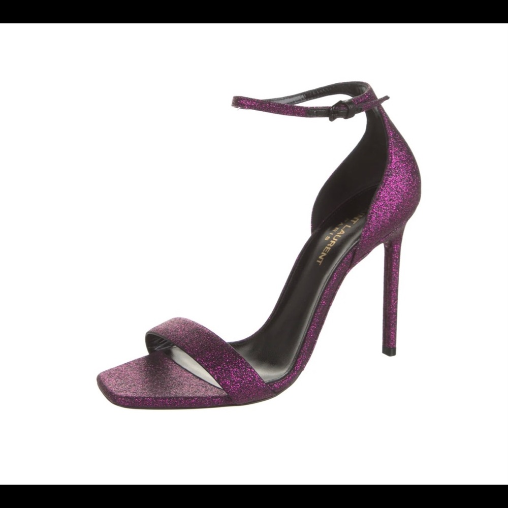 Saint Laurent Purple glittered heels.